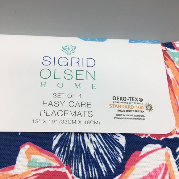 4 Sigrid Olsen Starfish Seashell Beach Placemats In/Outdoor Pink Turquoise 13x19 - Picture 10 of 11